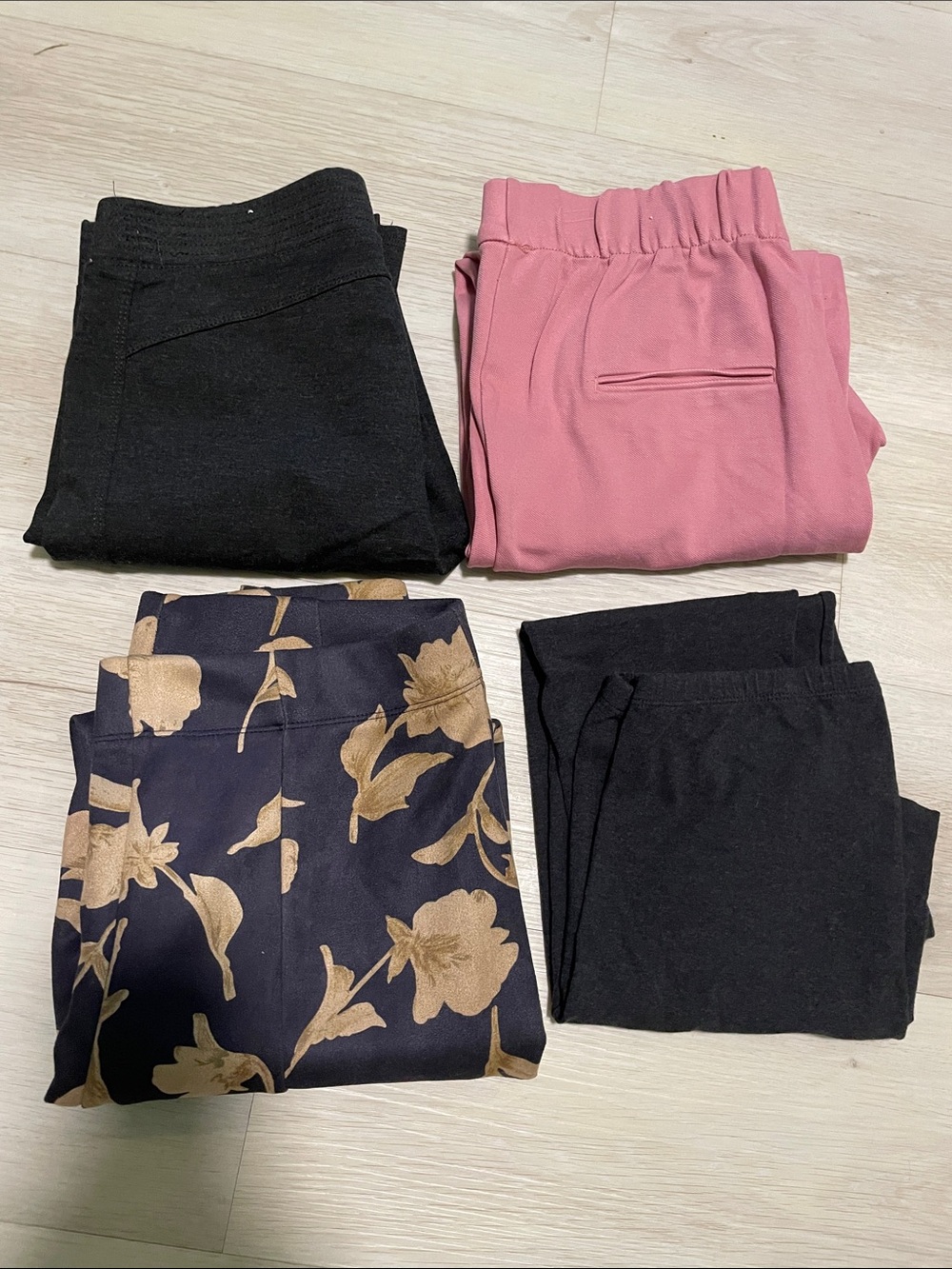 4-Pack Women's Pants Bundle - Gray, Pink & Navy Floral